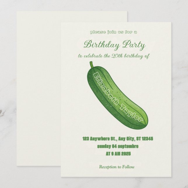 Invitation Carton d'invitation d'anniversaire Pickles & Conco (Devant / Derrière)