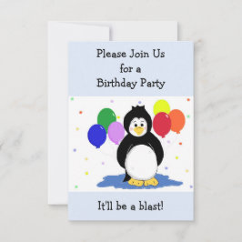 Invitation Carton d'invitation d'anniversaire Pingouin et Bal