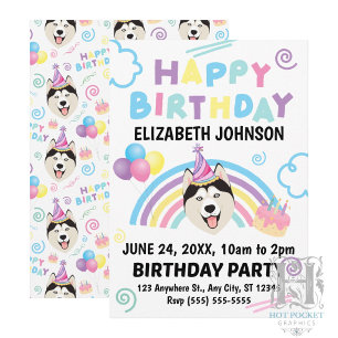 Invitation Carton d'invitation d'anniversaire pour chien husk
