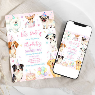 Invitation Carton d'invitation d'anniversaire pour chien Let'