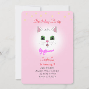 Invitation Carton d'invitation d'anniversaire pour fille rose