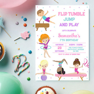 Invitation Carton d'invitation d'anniversaire pour gymnastiqu