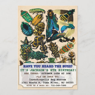 Invitation Carton d'invitation d'anniversaire pour insecte