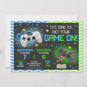 Invitation Carton d'invitation d'anniversaire pour jeux vidéo
