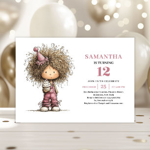Invitation Carton d'invitation d'anniversaire pour petite fil