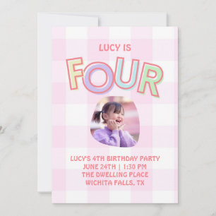 Invitation carton d'invitation d'anniversaire quatre quatrièm