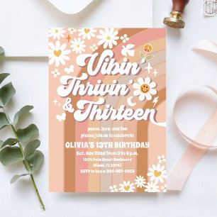 Invitation Carton d'invitation d'anniversaire rétro Daisy pou