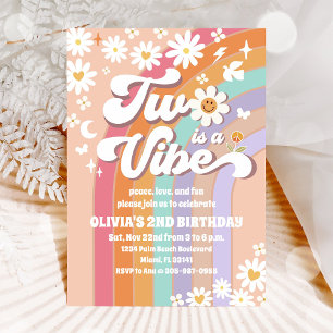 Invitation Carton d'invitation d'anniversaire Retro Rainbow D
