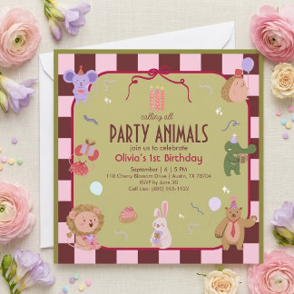 Invitation Carton d'invitation d'anniversaire safari Animaux 