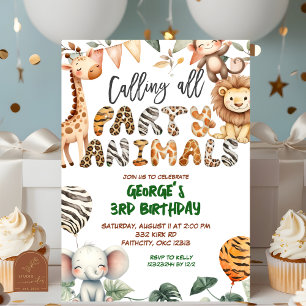 Invitation Carton d'invitation d'anniversaire Safari Party An