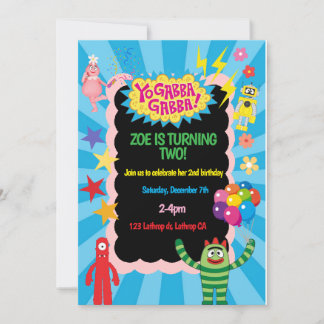 Invitation Carton d'invitation d'anniversaire Yo Gabba Gabba
