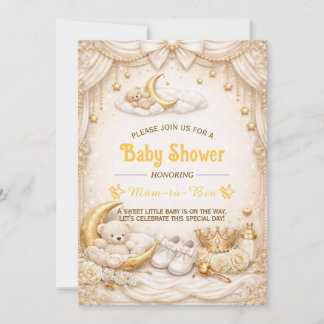 Invitation Carton d'invitation de Baby Shower Luxe Or avec Ou