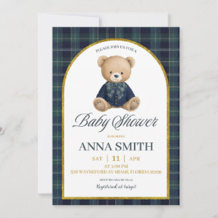 Invitation Carton d'invitation de Baby Shower Luxueux Ours Pr