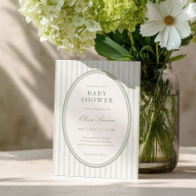 Carton d'invitation de Baby Shower Préppy rayé Ver