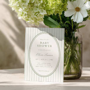 Invitation Carton d'invitation de Baby Shower Préppy rayé Ver