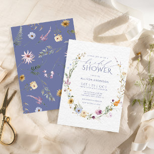 Invitation Carton d'invitation de douche de mariée bleu pouss