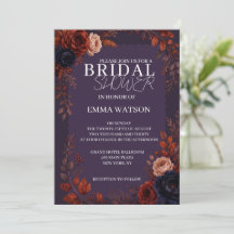 Carton d'invitation de douche de mariée florale Bo