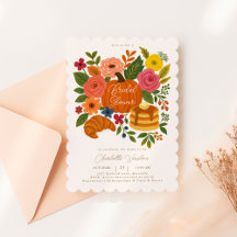 Carton d'invitation de douche de mariée florale de