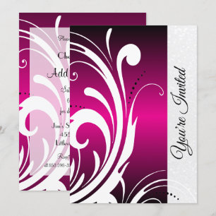 Invitation Carton d'invitation de fête aux tourbillons rose v