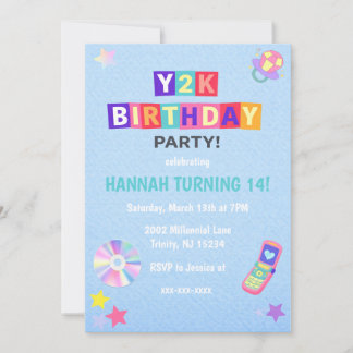 Invitation Carton d'invitation de fête d'anniversaire Y2K ten