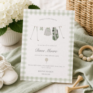 Invitation Carton d'invitation de fête de baby shower de golf