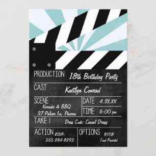 Invitation Carton d'invitation de fête de cinéma Action Sign