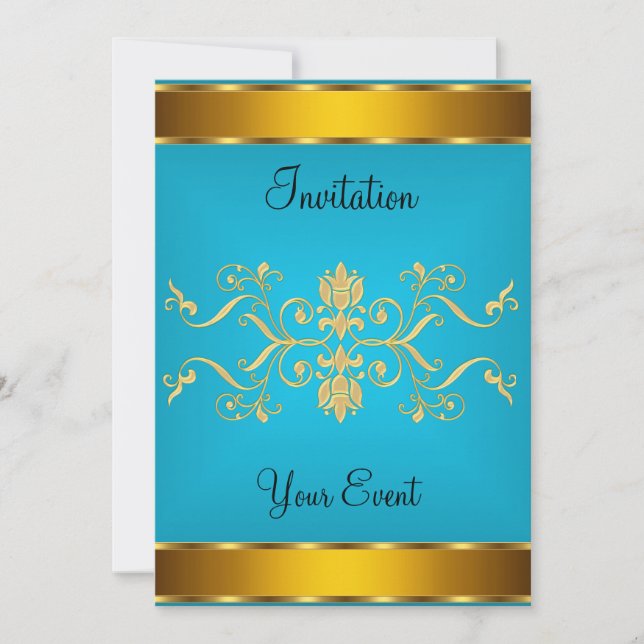 Invitation Carton d'invitation de fête de couleur bleuâtre do (Devant)