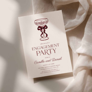 Invitation Carton d'invitation de fête de fiançailles Bows &
