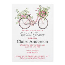 Carton d'invitation de Fête de Mariage à vélo flor
