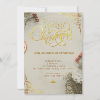 Invitation Carton d'invitation de fête de Noël Merry Christma
