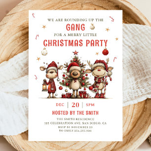 Invitation Carton d'invitation de fête de Noël vintage Renne
