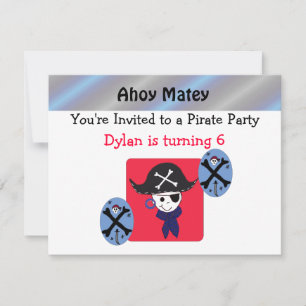 Invitation Carton d'invitation de fête de pirate mignon