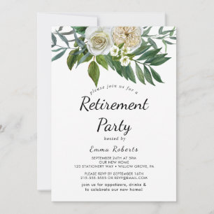 Invitation Carton d'invitation de fête de retraite Fleurs bla