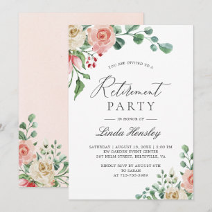 Invitation Carton d'invitation de fête de retraite Rose à l'a