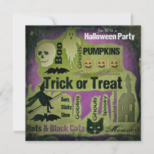 Invitation Carton d'invitation de fête d'Halloween patiné