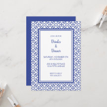 CARTON D'INVITATION DE FÊTE ÉLÉGANT BLEU ET BLANC