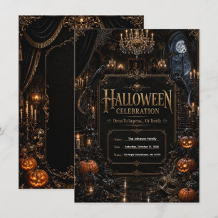 Invitation Carton d'invitation de fête Halloween gothique de 