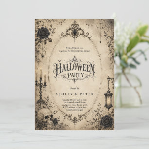 Invitation Carton d'invitation de fête Halloween gothique vin