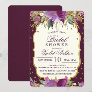 Invitation Carton d'invitation de fiançailles à paillettes fl