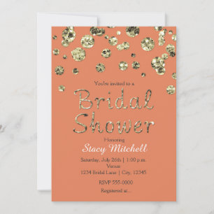 Invitation Carton d'invitation de fiançailles pailleté corail