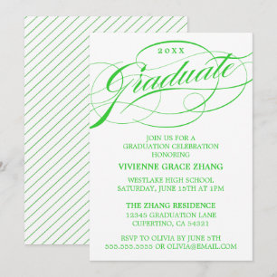 INVITATION CARTON D'INVITATION DE GRADUATION DE PARTIE ÉLÉGAN