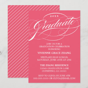 INVITATION CARTON D'INVITATION DE GRADUATION DE PARTIE ÉLÉGAN