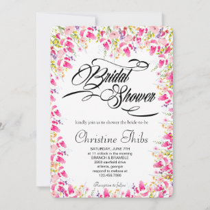 Invitation Carton d'invitation de luxe rose vif floral pour l