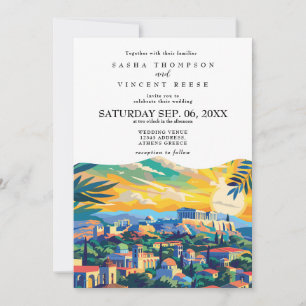 Invitation Carton d'invitation de mariage à Athènes Grèce Rét