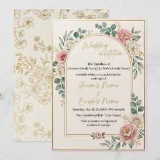 Invitation Carton d'invitation de mariage à cadre floral de l