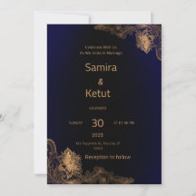 Carton d'invitation de mariage à code QR bleu mari