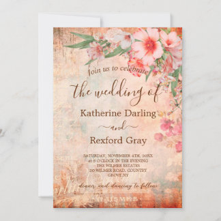 Invitation Carton d'invitation de mariage à code QR floral ro