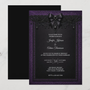 Invitation Carton d'invitation de mariage à dentelle noire vi