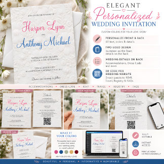 Invitation Carton d'invitation de mariage à fleurs de couleur