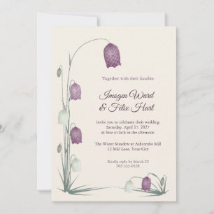 Invitation Carton d'invitation de mariage à fritillaire à dam